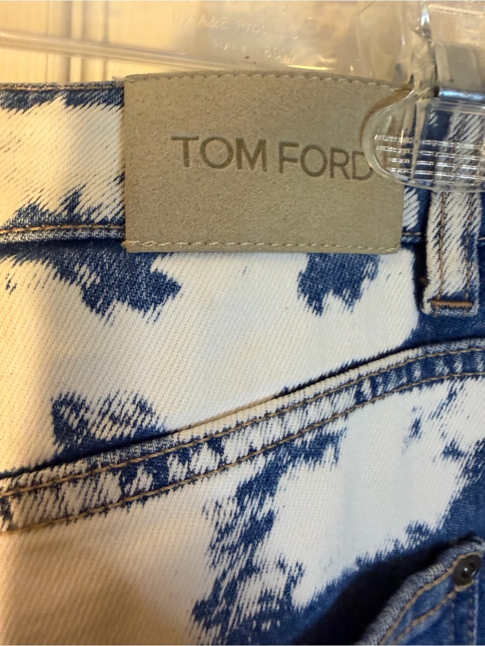 Tom Ford Tie Dye Bleached Blue Skinny Leg Denim Jeans with Branded Label 30 - Picture 6 of 10